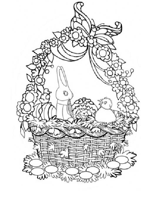 coloriage panier garni de paques